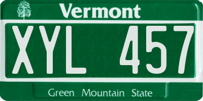 VT license plate XYL457