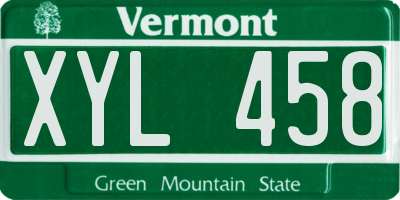 VT license plate XYL458