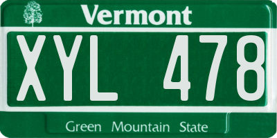 VT license plate XYL478