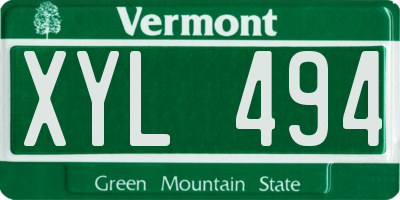 VT license plate XYL494
