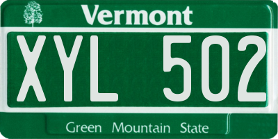 VT license plate XYL502