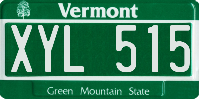 VT license plate XYL515