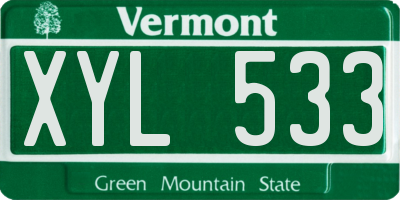 VT license plate XYL533