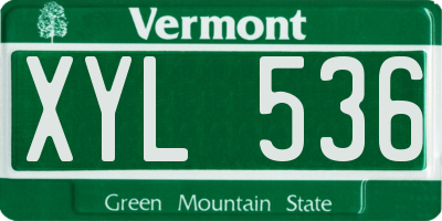 VT license plate XYL536
