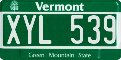 VT license plate XYL539
