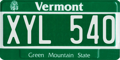 VT license plate XYL540
