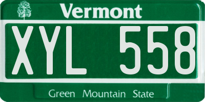 VT license plate XYL558
