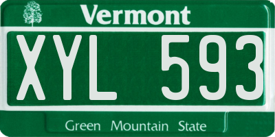 VT license plate XYL593