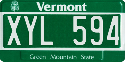 VT license plate XYL594