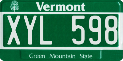VT license plate XYL598
