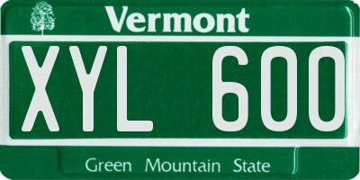 VT license plate XYL600