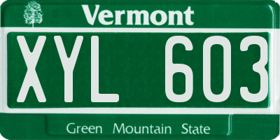 VT license plate XYL603