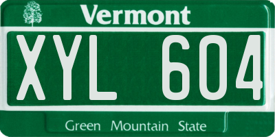 VT license plate XYL604
