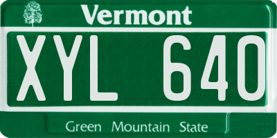 VT license plate XYL640