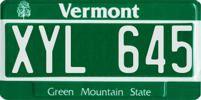 VT license plate XYL645