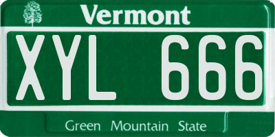 VT license plate XYL666