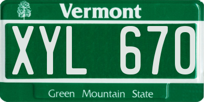 VT license plate XYL670