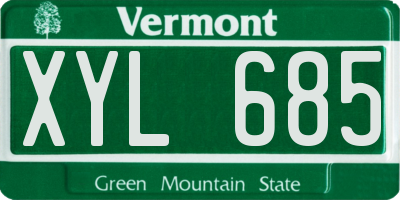 VT license plate XYL685