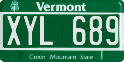 VT license plate XYL689