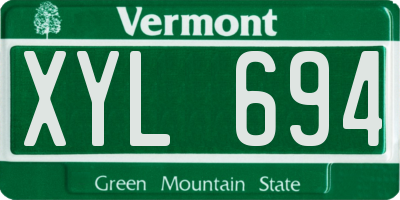 VT license plate XYL694