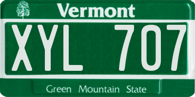 VT license plate XYL707