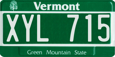 VT license plate XYL715