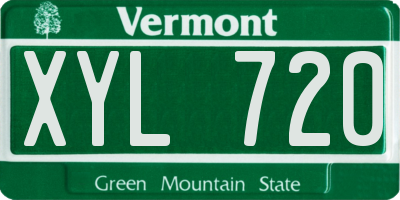 VT license plate XYL720