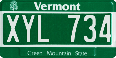 VT license plate XYL734