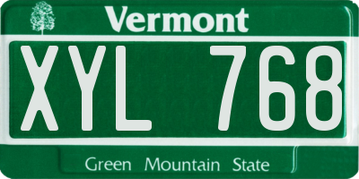 VT license plate XYL768