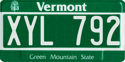 VT license plate XYL792