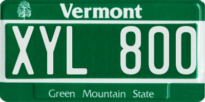 VT license plate XYL800