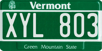 VT license plate XYL803