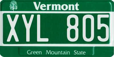 VT license plate XYL805