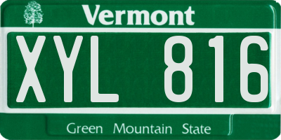 VT license plate XYL816
