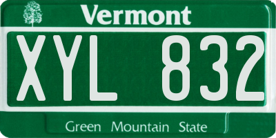 VT license plate XYL832