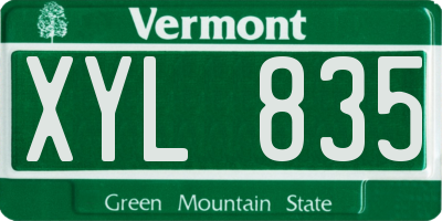 VT license plate XYL835