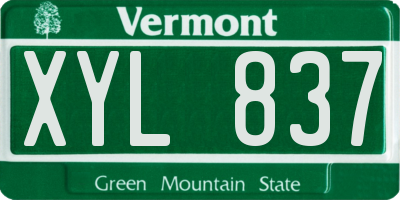 VT license plate XYL837