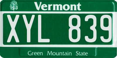 VT license plate XYL839