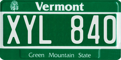 VT license plate XYL840