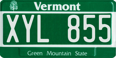 VT license plate XYL855