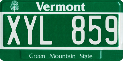 VT license plate XYL859