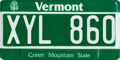 VT license plate XYL860