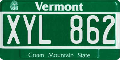VT license plate XYL862