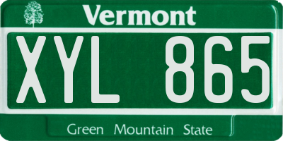 VT license plate XYL865