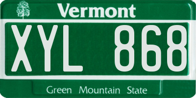 VT license plate XYL868