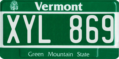 VT license plate XYL869
