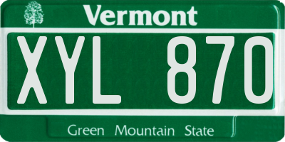 VT license plate XYL870