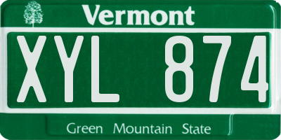 VT license plate XYL874