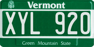 VT license plate XYL920