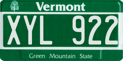 VT license plate XYL922